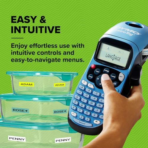 DYMO Label Maker Machine with 3 Tapes - 100H LetraTag Handheld, Includes 3 LT Label Tapes, Perfect for Home & Office Organization