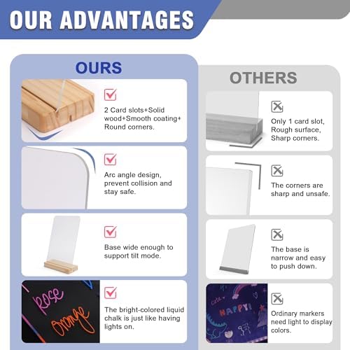 SELEAD Acrylic Clear Board Bar Signs with Wooden Stand - 2 Pack 8x12 Inch