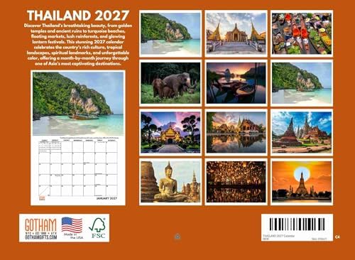 Thailand Calendar 2027 Monthly Wall Calender 12 Month