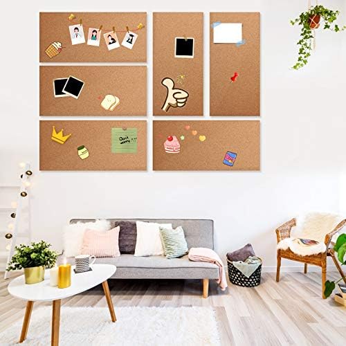 Cork Bulletin Board 17"x8" - 1/2" Thick Cork Board Tiles Frameless Cork Tiles, Self-Adhesive Corkboards Wall Decor with Two Box Bonus Pushpins for Office, School and Home (10pack)