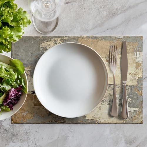 Batmerry Grey Abstract Art Linen Placemats Set of 6, Beige Painting Washable Table Mats for Kitchen Table Thickened Heat Insulation Dining Set Indoor Outdoor 12X18 in