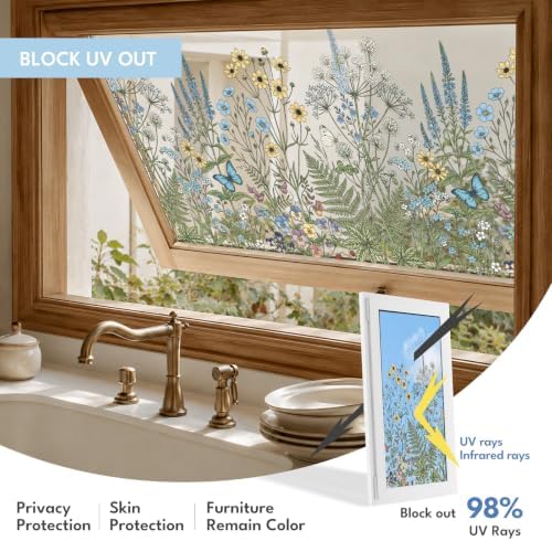 ADD.HERES Stained Glass Window Film, Window Film Decorative, 17.5 x 78.7 in
