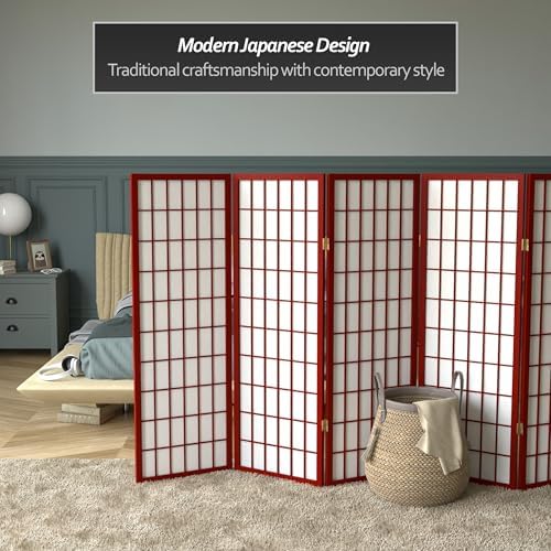 4 ft. Short Window Pane Shoji Screen - Rosewood - 6 Panels