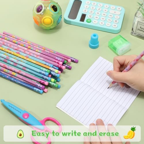 Teling 320 Pcs Wooden HB Scented Pencils Bulk with Erasers for Classroom