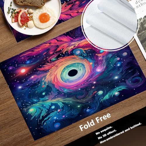Batmerry Geometric Cat Linen Placemats Set of 6, Colorful Triangular Art Washable Table Mats for Kitchen Table Thickened Heat Insulation Dining Set Indoor Outdoor 12X18 in