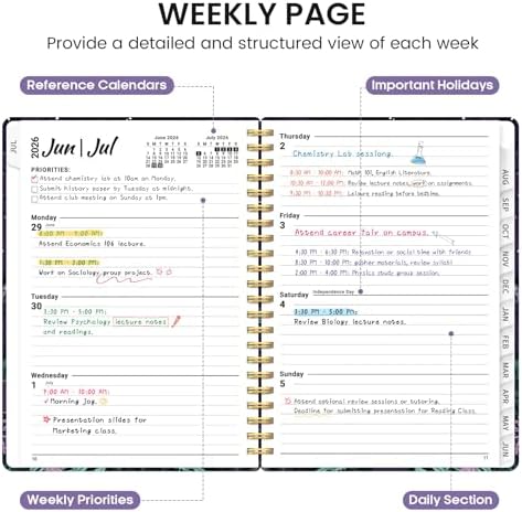 Planner 2026-2027, Jul 2026-Jun 2027 Academic Monthly & Weekly Planner | 6.3" x 8.5" Hardcover Pretty Calendar Planner for Women, Spiral Organizer for School Office Home Supplies, Enchanted Fungi