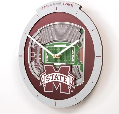 YouTheFan NCAA Mississippi State Bulldogs StadiumView 3D Wall Clock