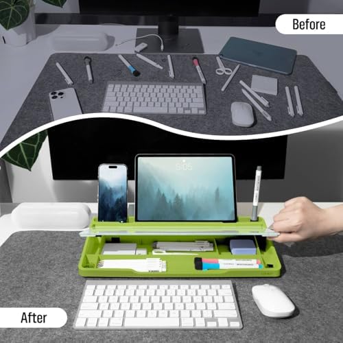 loukin Glass Desktop Whiteboard, 15.3" x 5.6" Dry Erase Desk Board, Green
