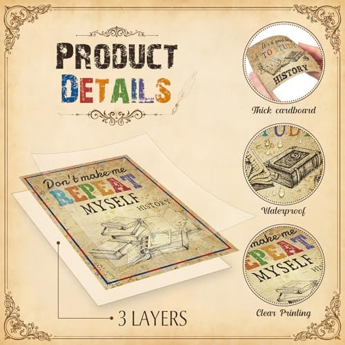 Funrous 19 Pcs History Posters History Classroom Decoration, Vintage