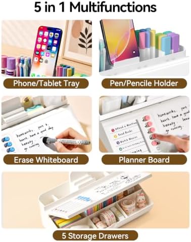 Desk Organizer Dry Erase Desktop Whiteboard with Storage, to Do List Board