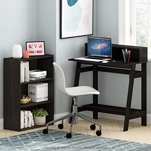 Furinno PASIR Book Shelf, 3-Tier Bookshelf, Storage Shelves Bookcase, 9.7 x 23.7 x 31.5, for Living Room, Bedroom, Home Office, Dark Espresso