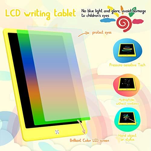 BUKEBU LCD Writing Tablet,12.5 inch Colorful Doodle Board for Kids (Yellow)