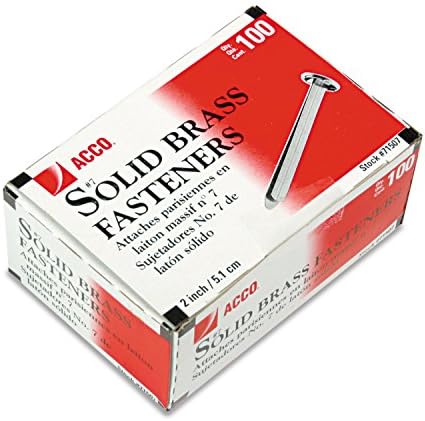 High-Quality Brass Round Head Fasteners, 2" Capacity, 100/Box ACC71507