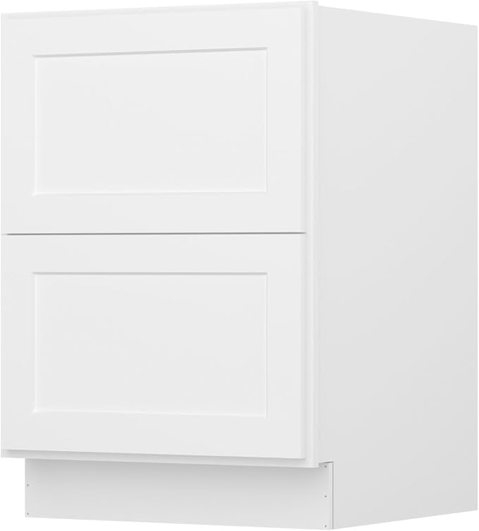 Furinno Shaker Drawer Base Kitchen Cabinet with 2-Drawers, White | 24 D x 24 W x 34.5 H, Ready to Assemble, Plywood, for Pantry, Dining Room