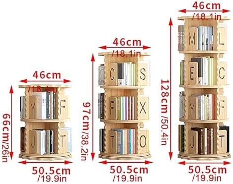 GAMAK Rotating Bookshelf Kids Bookshelf with Storage Small Bookshelf 360 Display 2-4 Tier Floor Standing Bookcase Used in Bedrooms Study Room (Size : Lace Edge, Color : Three)