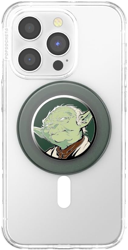PopSockets Phone Grip for MagSafe, Magnetic Holder- Enamel Yoda | Removable, For Kindle / Android / iPhone, With Magnet, Star Wars, Grogu, iPad, Removable, Popper