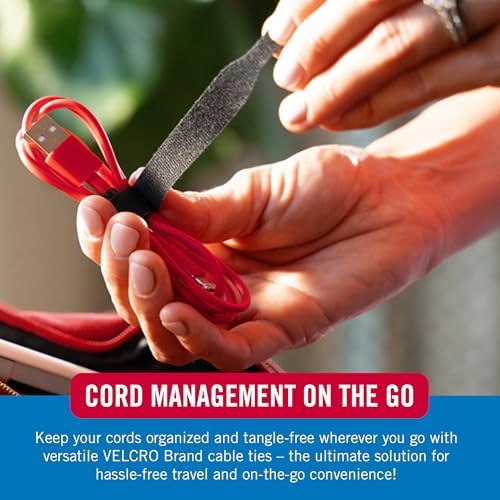 VELCRO Brand Reusable Cable Ties, Cord Management, 6in, Black, 100 Pack