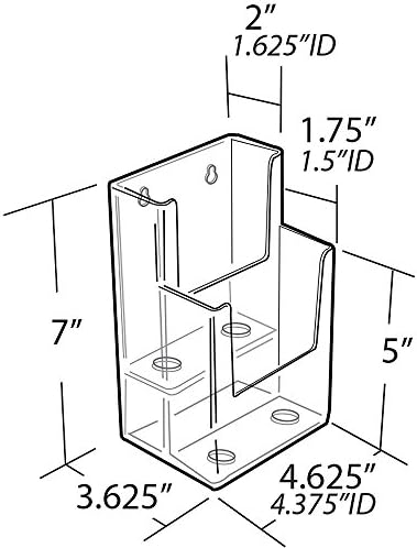 Azar Displays 252032 Clear Two-Tier Tri-Fold Brochure Holder, Acrylic Boxes for Display - Table Menu Holder Stands (4.25” W by 3.75” D by 7” H)-Tabletop Pamphlet Holder - 2-Pack