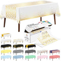 CXPSINC 54 Inch X 100 Feet Plastic Table Cover Roll Disposable Tablecloth with Slide Cutter for All Type/Shape Tables | Party, Banquet, Birthdays, Weddings(White Golden Dot, 100 Feet)
