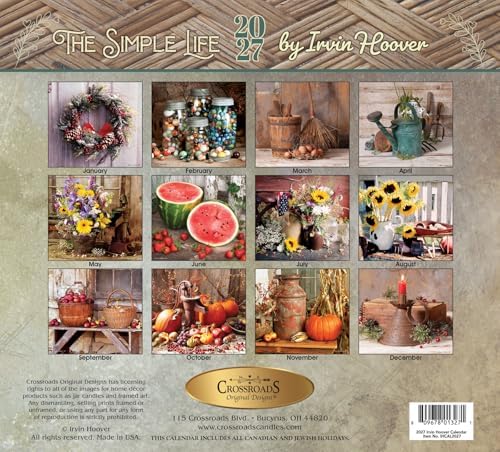 Irvin Hoover 2027 Calendar, Wall Calendar, Artwork Theme, 13x23.5 Inches, USA Made