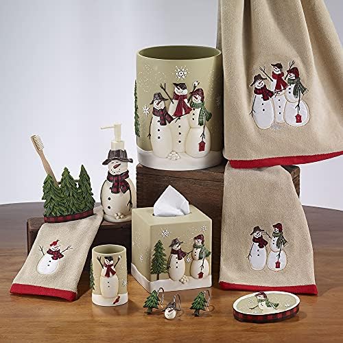 Avanti Linens - Toothbrush Holder, Resin Countertop Accessories, Christmas Decorations (Snowmen Gathering Collection)
