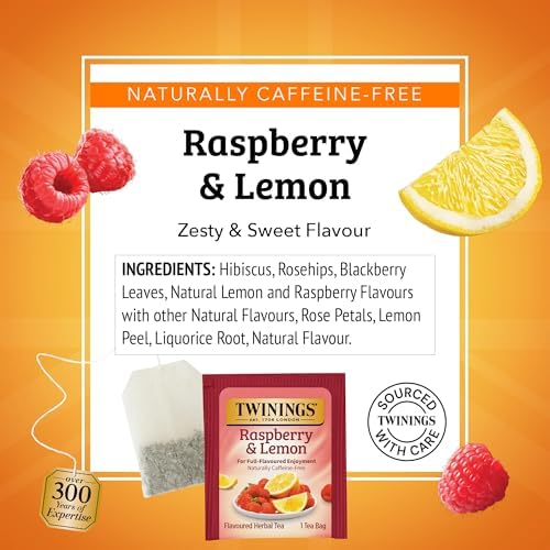 Twinings Raspberry & Lemon Herbal Tea Bags 20 CT Box (6 Pack)