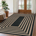 Lahome Modern Geometric Easy Jute Outdoor Rug, 5x7 Patio Living Room Rug