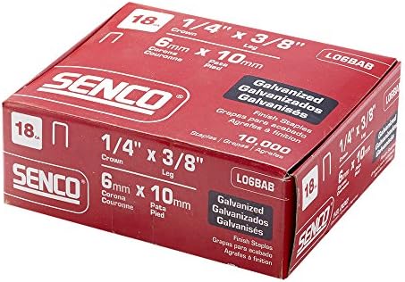 SENCO Collated Medium Wire Staples, Galvanized, 18 GA (L06BAB) 10,000 Box