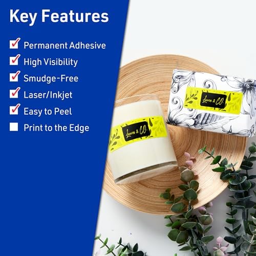 Avery® Printable Rectangle Labels, Sure Feed® Technology, 1" x 4", Neon Yellow Labels, Laser/Inkjet Printable, 800 Total, Great for Mailing and Cosmetics