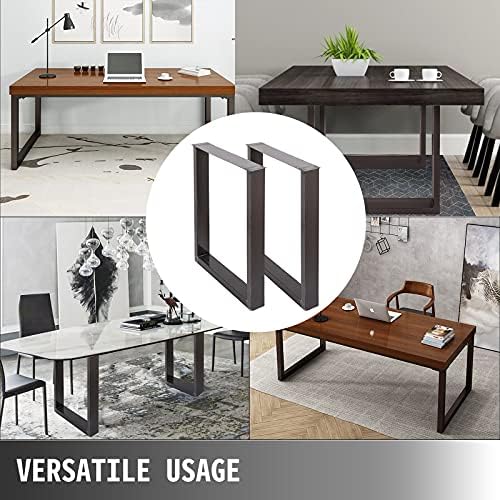 VEVOR Set of 2 Steel Table Legs, 28”Height 23”Wide Dining Table Legs,Heavy Duty 3.1" Square Box Section Square Table Legs, 28x23x3.1 Inch Black Industrial Country Style Metal Dining Legs