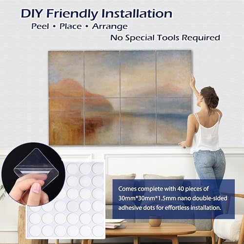 PINWELIFE® Masterpiece Acoustic Art Panels, 8-Pack 12"×16" Sound Absorbing Panels, Decorative Acoustic Wall Art, Noise and Echo Cancelling for Home Studio/Office, Nano Tape Included