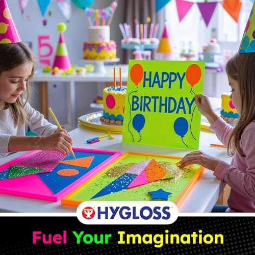 Hygloss Medium Poster Board 11x14 - 50 Assorted Neon Color Bulk Pack - 10 Pt. Thickness Colored Poster Board Paper for Projects, Signs, Displays - Posterboard Multipack 11" x 14"