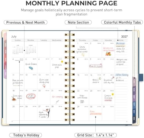 RETTACY 2027 Planner, Weekly and Monthly, A5 Size (5.7" x 8.3")