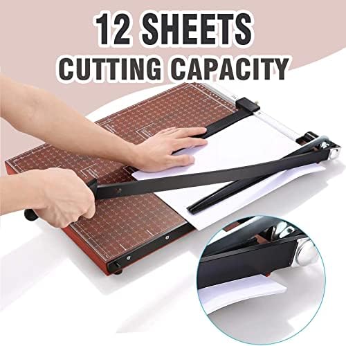 18" Guillotine Paper Cutter, 12-Sheet Precision Trimmer with Safety Lock