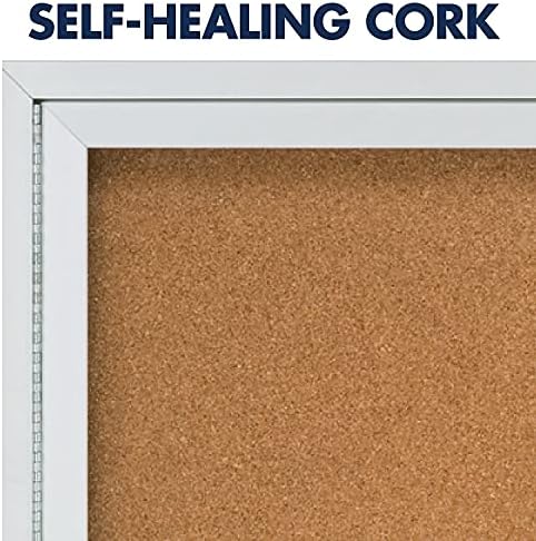 Quartet Bulletin Board, 6' x 4' Enclosed Cork Notice Board, Lockable Swing Doors, Aluminum Frame (2367)