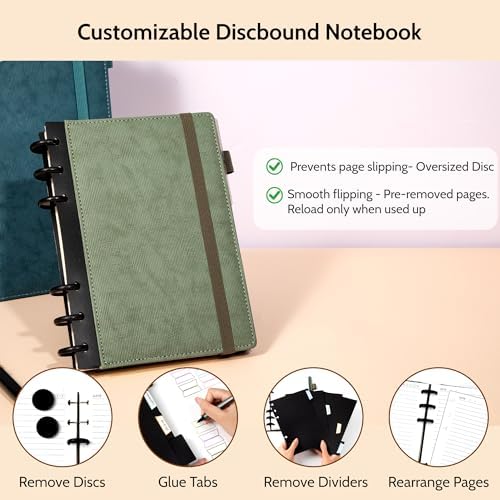 Yoment Refillable Journal Notebooks for Work, Journal for Women Men,Green