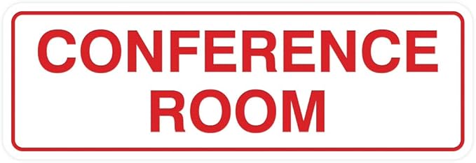 Standard Conference Room Sign - White/Red - Small 2 Pack