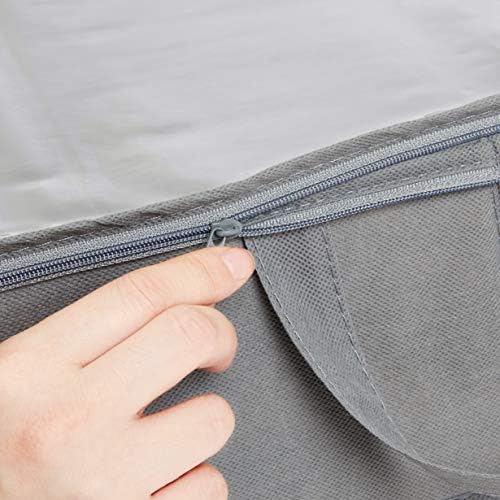 Amazon Basics Under Bed Storage Bags for Clothes, Blankets and Linens, Foldable Fabric Containers with Clear Window and Handles, 30.2" x 20" x 5.7", Gray, 2-Pack