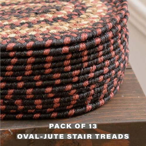 Homespice Prescott Jute Braided Stair Treads, Oval 8x28 Set of 13