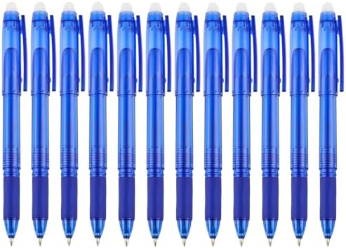 Volcanics Blue Erasable Gel Pens, 0.7mm Fine Point, 12 Pack | Capped Smooth Pencil-Like Precision Writing Pens For School, Office, Note Taking And Everyday Planning