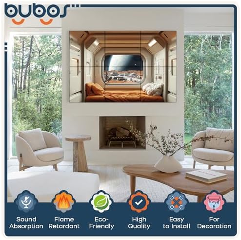 BUBOS 6 Pcs Art Acoustic Wall Panel,70.8”x47.2”Self Adhesive for Home Decor