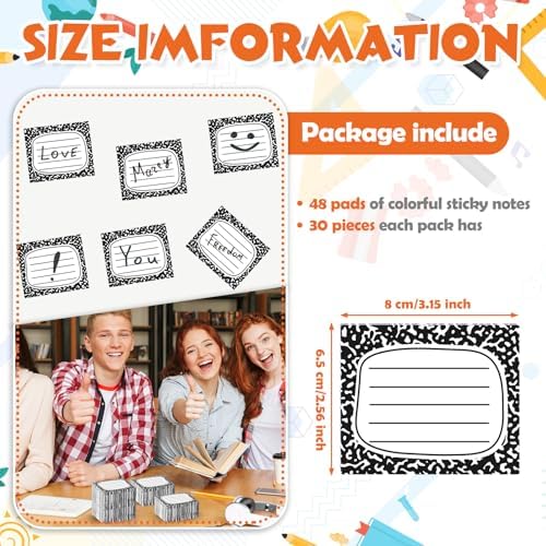 Composition Book Sticky Notes Teacher Note Pad Classroom Cutouts