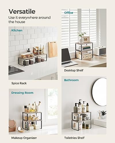 SONGMICS Cabinet Organizer Shelf, Set of 4 Spice Rack, Kitchen Storage