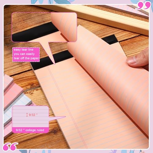 Lincia 12 Pcs 5x8 Colored Legal Pads Lined Note Pads, Sweet Colors