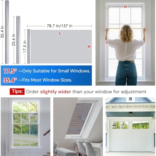 Homein Window Tint for Home with Tools, One Way Window Film, Silver