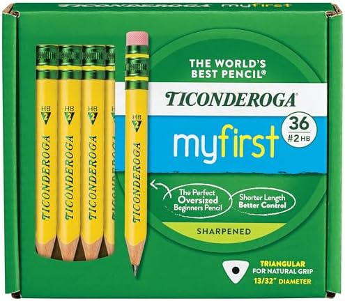 Ticonderoga My First Short Triangular Wood-Cased Pencils, #2 HB Soft