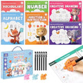 Magic Grooved Writing Practice Books, Reusable 3D Grooved Handwriting Practice for Kids Ages 3-5, Disappearing Ink Pens & Grips, Perfect Educational Gift