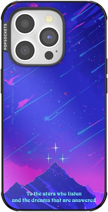 PopSockets iPhone 14 Pro Phone Case with MagSafe, Wireless Charging Compatible, Bookish - Mirror Starfall