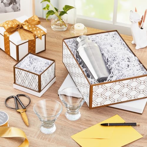 Hallmark Nesting Gift Boxes with Lids and Fill, 3-Pack (White and Gold)