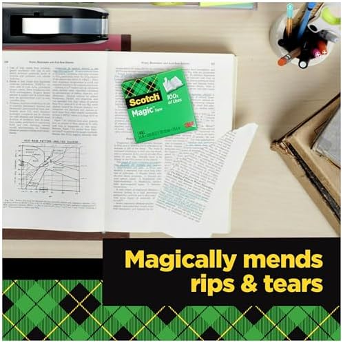 Scotch Brand Magic Tape, Standard Width, Engineered for Office and Home Use, Matte Finish, 3/4 x 1296 Inches, Boxed, 6 Rolls (810-6PK), Transparent
